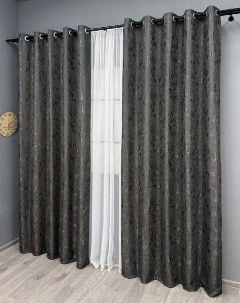 Шторы на люверсах Pavliani лен/мрамор 1,5х2,5 м 2 шт. Графитовый (1667ш 37-0170) - фото 5 Шторы на люверсах Pavliani лен/мрамор 1,5х2,5 м 2 шт. Графитовый (1667ш 37-0170) - фото 5