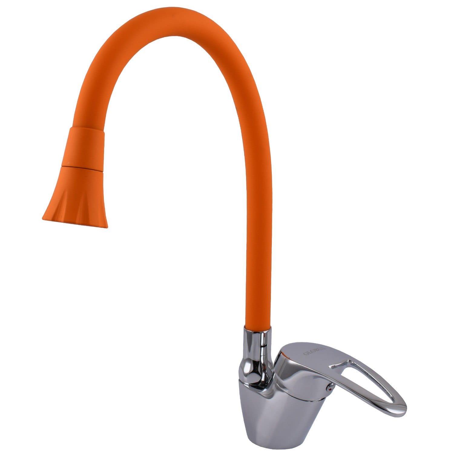 Смеситель для кухни Globus Lux Caprice с гибким изливом Хром/Оранжевый (GLCA-0103SA-R07)