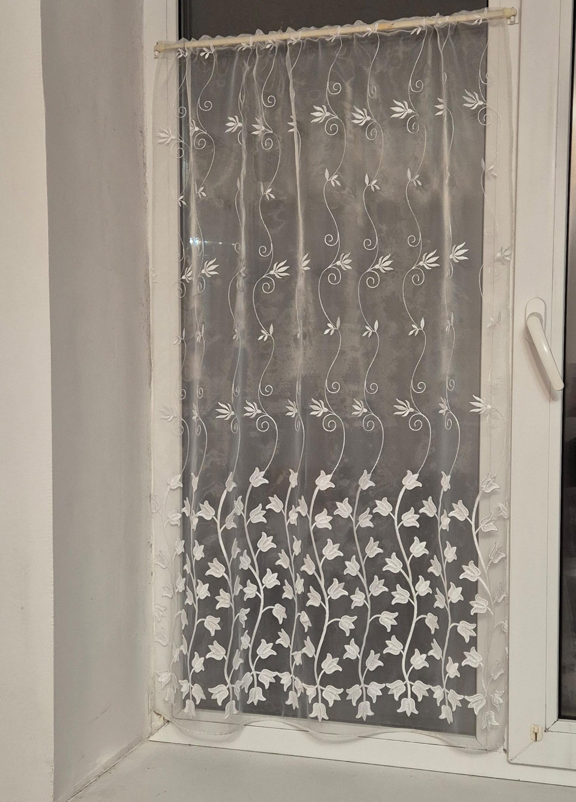 Занавеска на створке окна Firanka Mini flowers 80x114 см Белый (10_4ф)