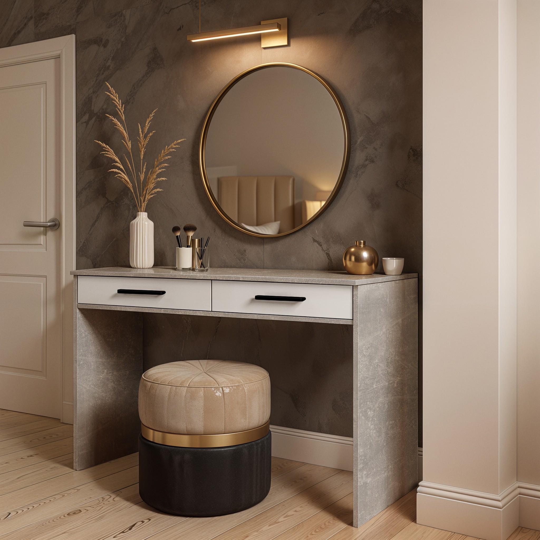 Туалетный стол Amelia 1100х400х760 мм Бетон/Белый - фото 1 Туалетный стол Amelia 1100х400х760 мм Бетон/Белый - фото 1