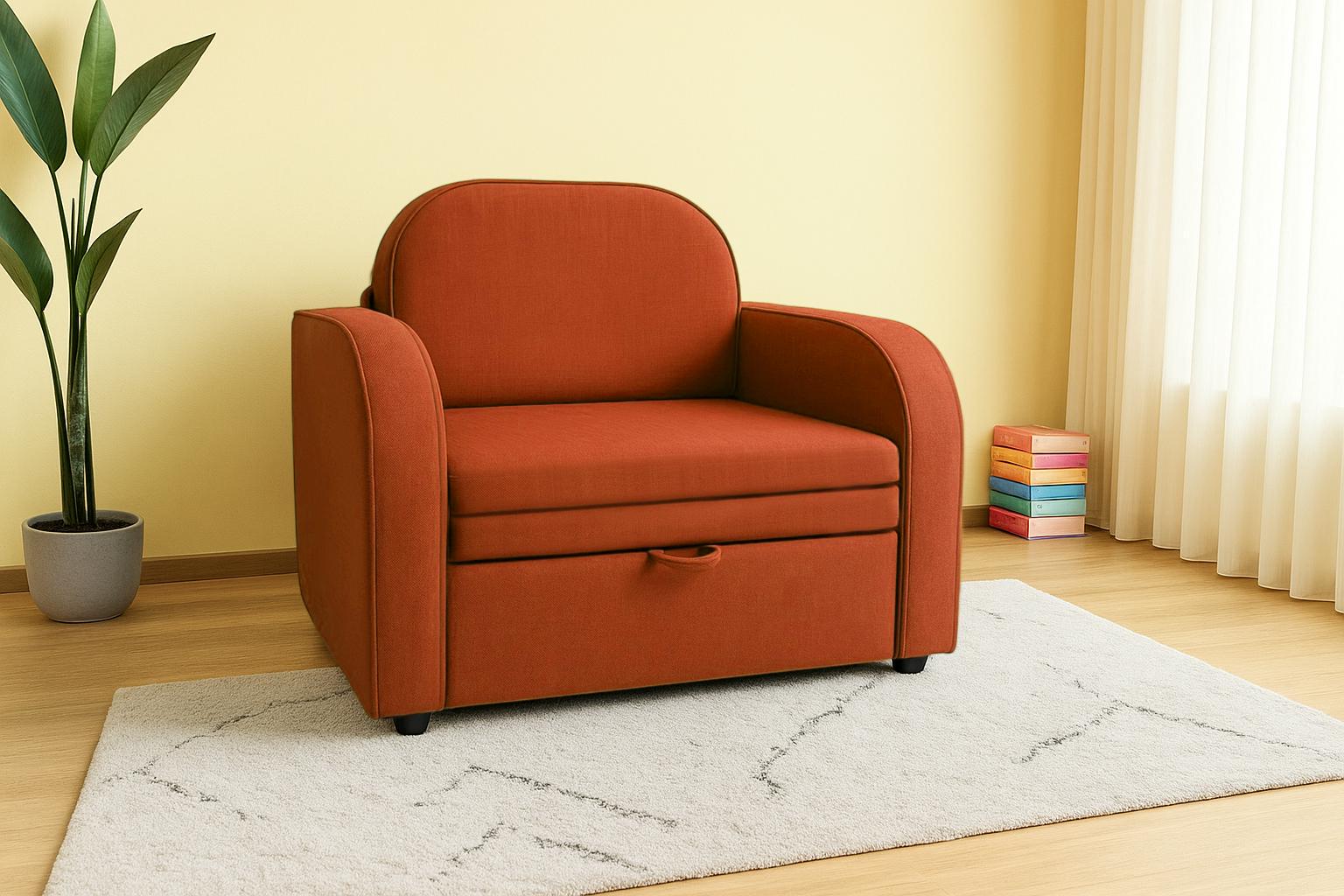 Диван-кресло мягкий раскладной Tobi Sho Дрим рогожка Bahama 1140х850х730 мм 19/Оранжевый - фото 2