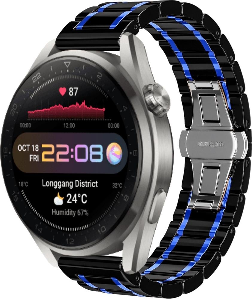 Ремінець керамічний Ceramo для Huawei Watch 3 Pro Black/Blue (28709-43) Ремінець керамічний Ceramo для Huawei Watch 3 Pro Black/Blue (28709-43)