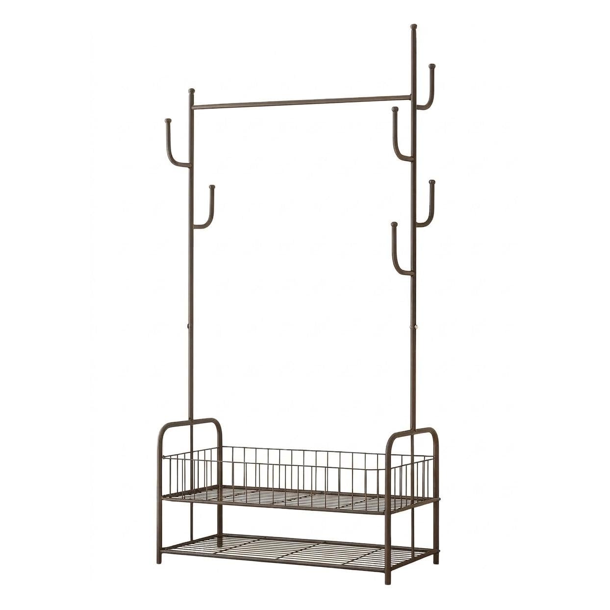Вешалка напольная RIAS 8032 с полками и крючками 170x60x35 см Black (3_08760)