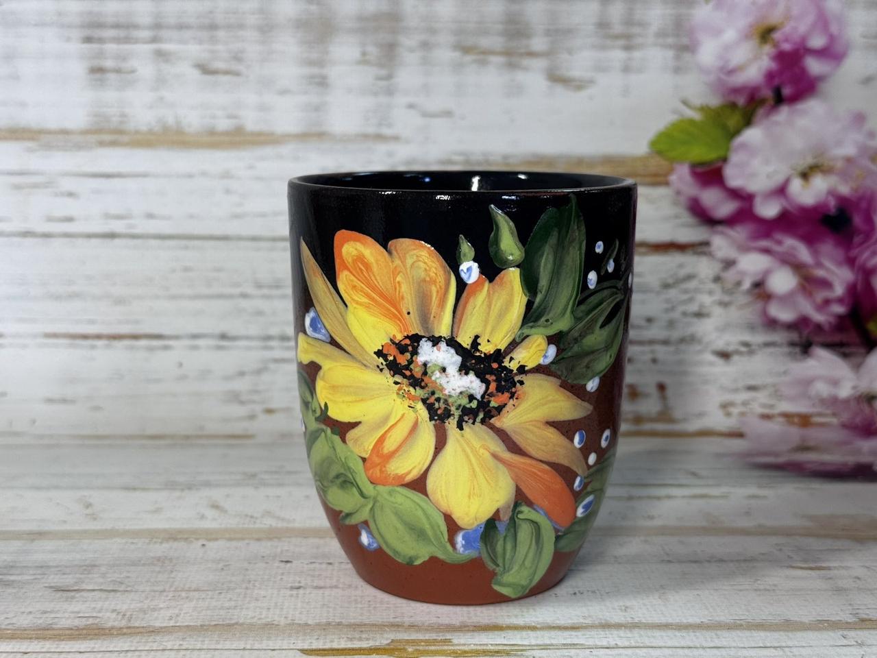Стакан керамический Подсолнух с ручной росписью 300 мл (2703244792) Стакан керамический Подсолнух с ручной росписью 300 мл (2703244792)