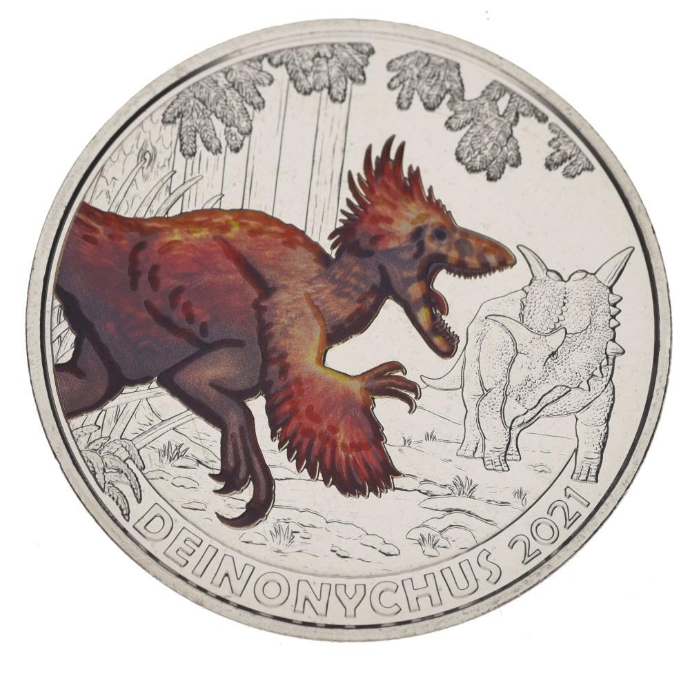 Коллекционная монета Австрия 3 евро 2021 UNC Динозавр - Дейноних (М16878)