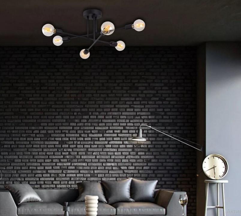 Люстра стельова в стилі лофт Trit-BB6 6 ламп E27 Чорний - фото 3 Люстра стельова в стилі лофт Trit-BB6 6 ламп E27 Чорний - фото 3