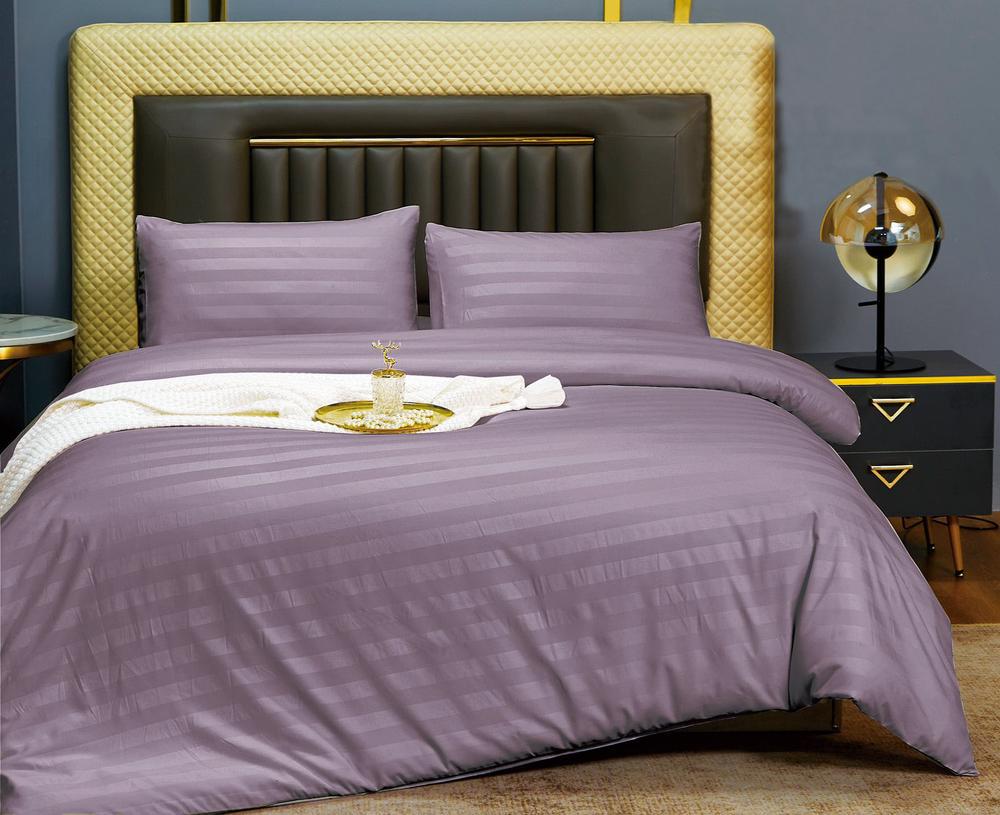 Комплект постельного белья Cotton home Colorful home евро с простыней на резинке сатин страйп UT-24-4-20-9 Лавандовый (DR012831)