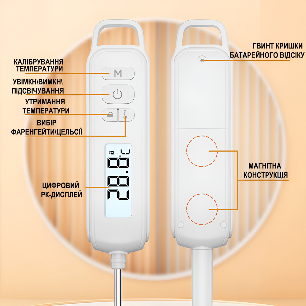 Термометр со щупом кухонный UChef B0606 пластиковый тубус для хранения до 300°C (1283) - фото 10 Термометр со щупом кухонный UChef B0606 пластиковый тубус для хранения до 300°C (1283) - фото 10