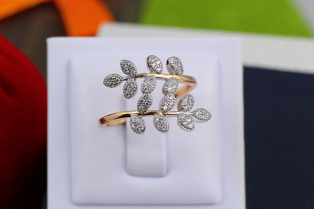 Кольцо Xuping Jewelry Ветка с родием р. 19 Золотистый