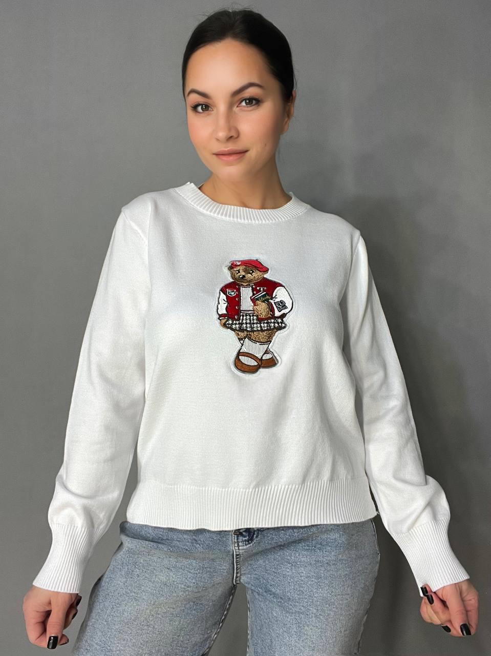 Светр жіночий A-N 2609 базовий тонкий Ведмедик середня довжина OS Червоний/Білий (3740) Светр жіночий A-N 2609 базовий тонкий Ведмедик середня довжина OS Червоний/Білий (3740)