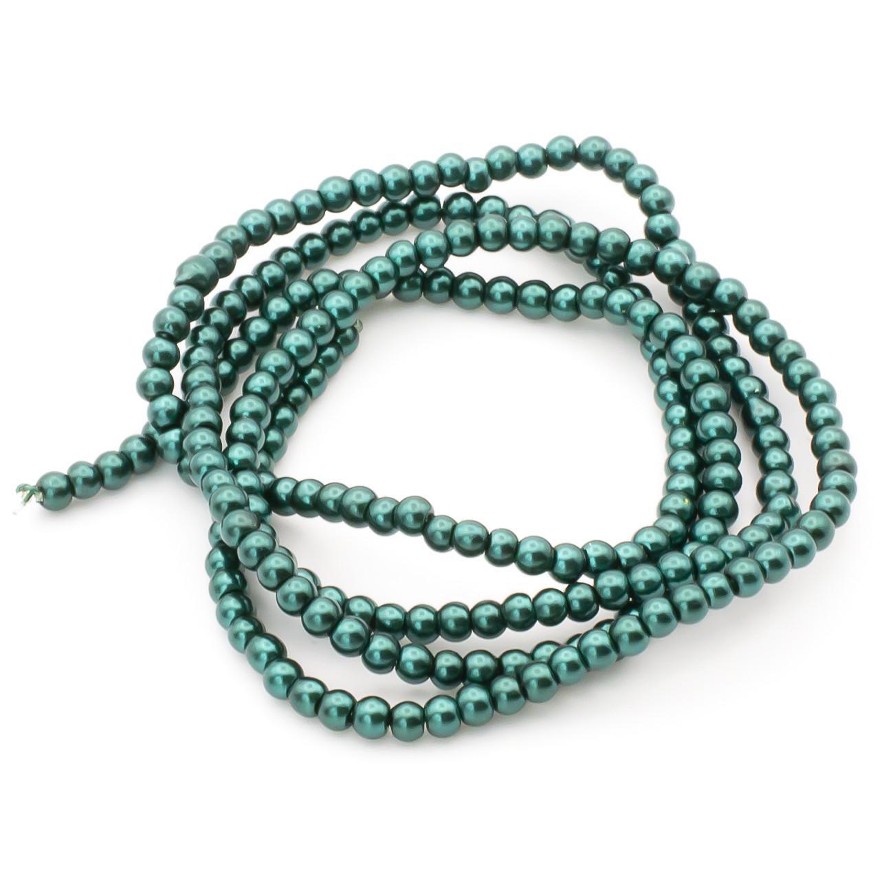 Бусины стеклянные на нитке под жемчуг 3 мм 62 см 215 шт. Зеленое море (БЖ0003к30) Бусины стеклянные на нитке под жемчуг 3 мм 62 см 215 шт. Зеленое море (БЖ0003к30)