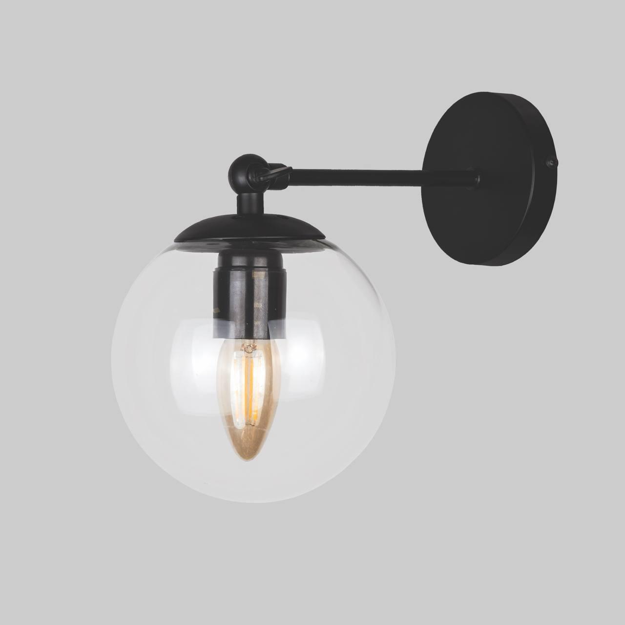 Бра стеклянное модерн Шар 15 см (56-WPR150F-1 BK+CL)