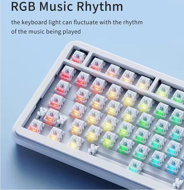 Клавіатура ігрова Ajazz Ak820 MAX бездротова механічна із RGB підсвічуванням з підтримкою HOT-SWAP Sea Salt - фото 4 Клавіатура ігрова Ajazz Ak820 MAX бездротова механічна із RGB підсвічуванням з підтримкою HOT-SWAP Sea Salt - фото 4