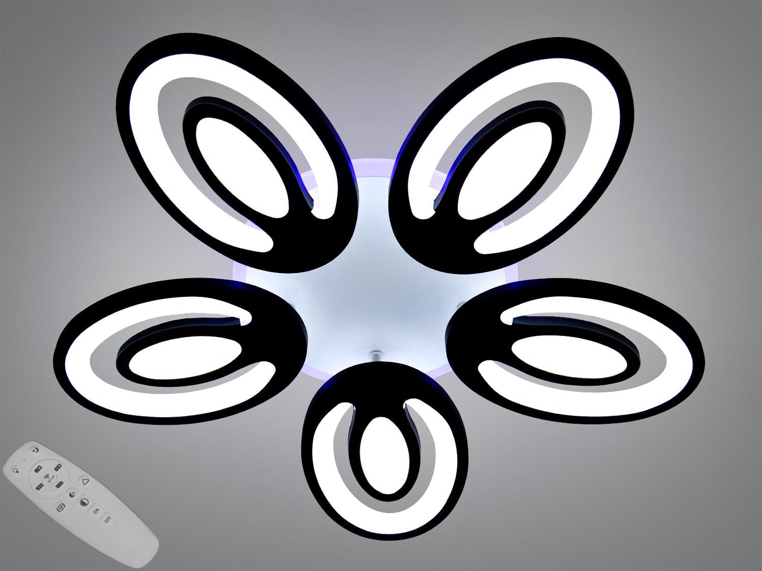 Люстра потолочная LED/пульт/димер/95Вт Черный (2528/5BK LED 3color dimmer)