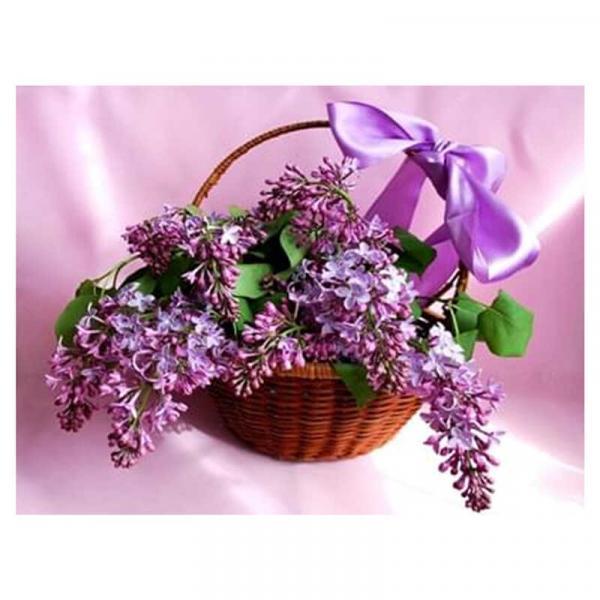 Алмазна мозаїка TK Group Гілка бузку в кошику 40х30 см з рамкою в коробці (GB74365-mt)