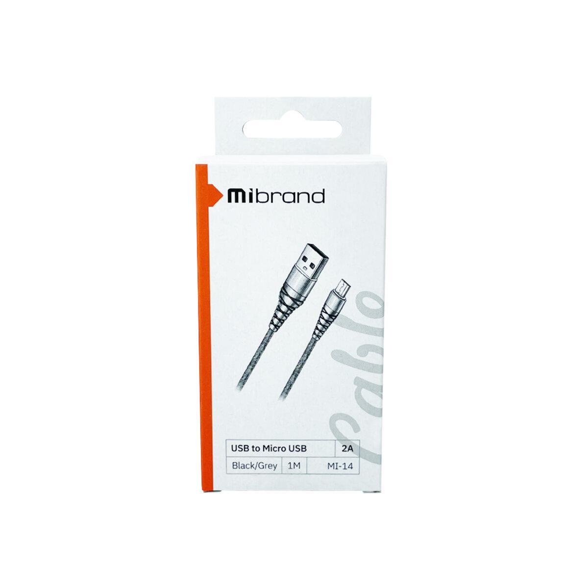 Кабель Charge OTG MIBRAND MI-14 USB to USB Micro 2 A 1 м Black/Grey (MIDC/14MBG) - фото 2