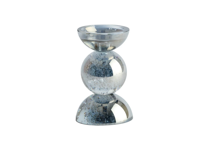 Подсвечник Light&Living стеклянный фигурный 16 см Пепельный
