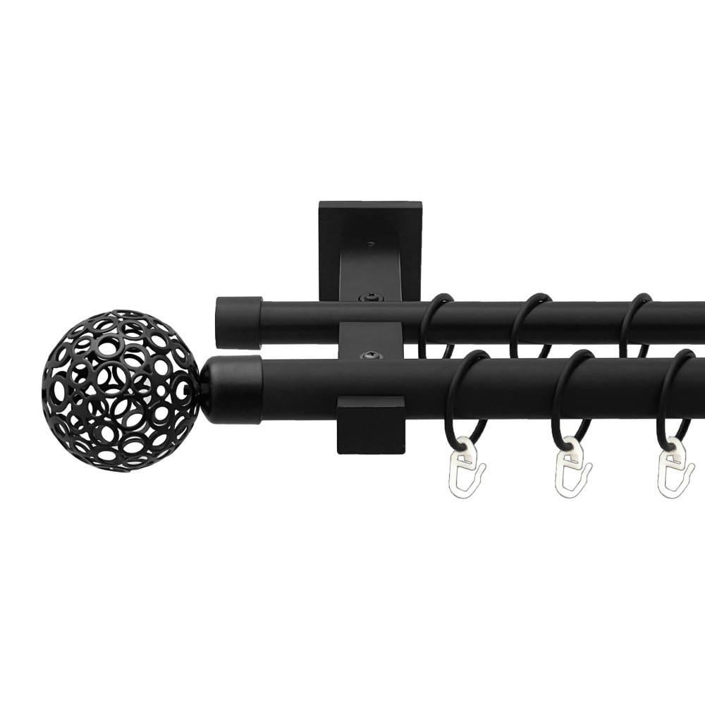 Карниз для штор Orvit Савона двухрядный 25/19 мм техно 160 см Черный бархат (009-1238)