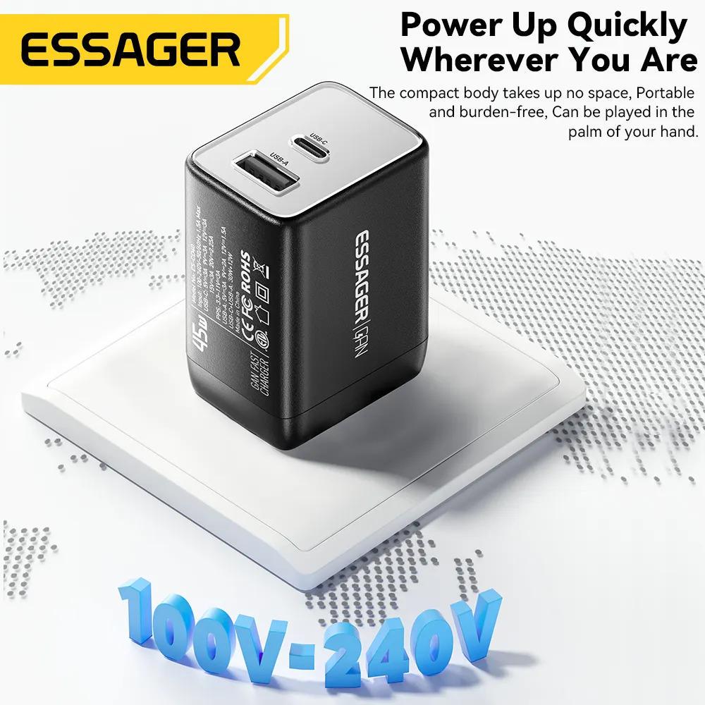 Зарядное устройство для телефонов Essager ES-CD40 45W GAN travel Charger USB A/TYPE C EU White (ECT45W-LJB02-Z) - фото 6