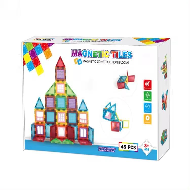 Конструктор детский магнитный 45 деталей Разноцветный