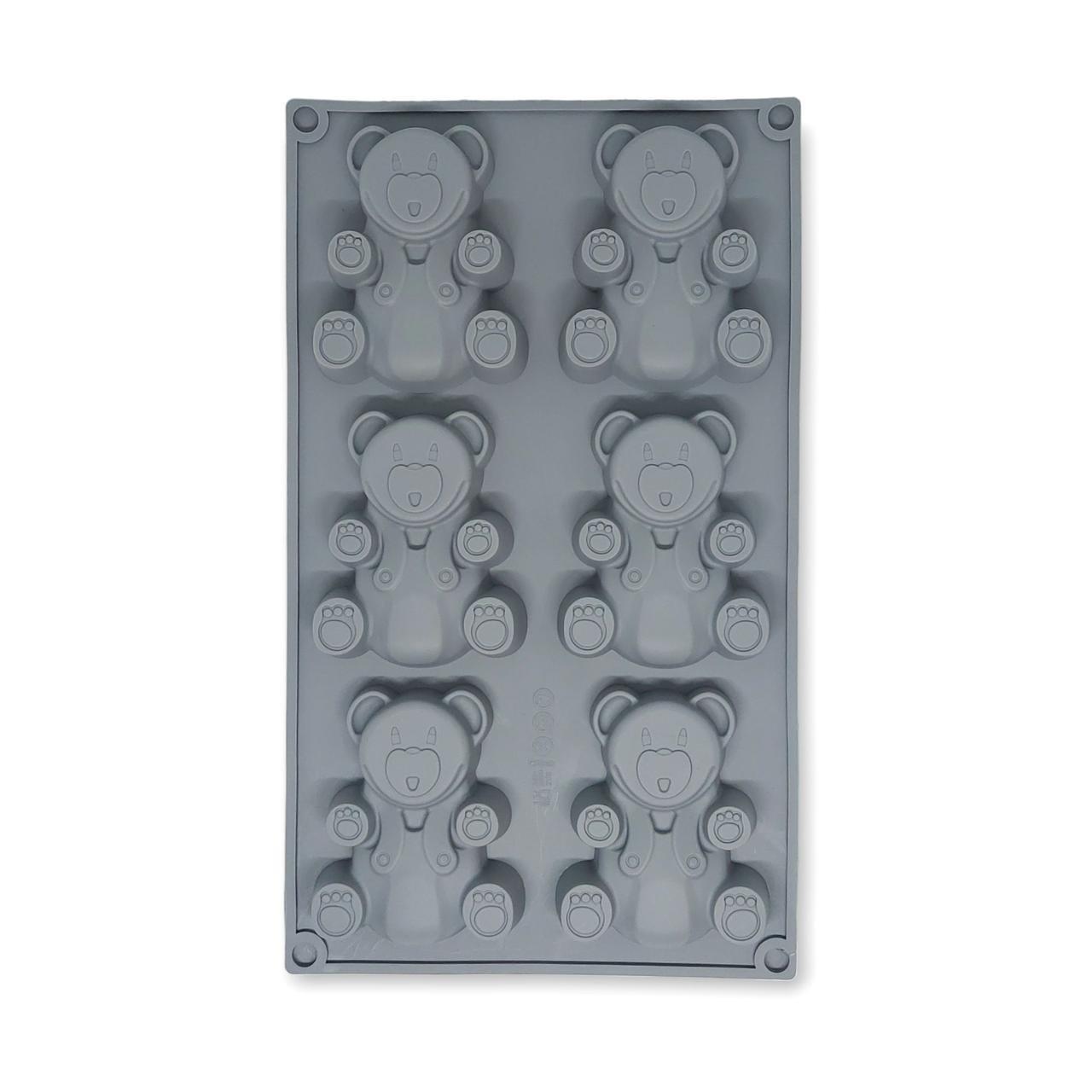 Форма силіконова Profsil Ведмедики Барні 6в1 Сірий (201460-сір)