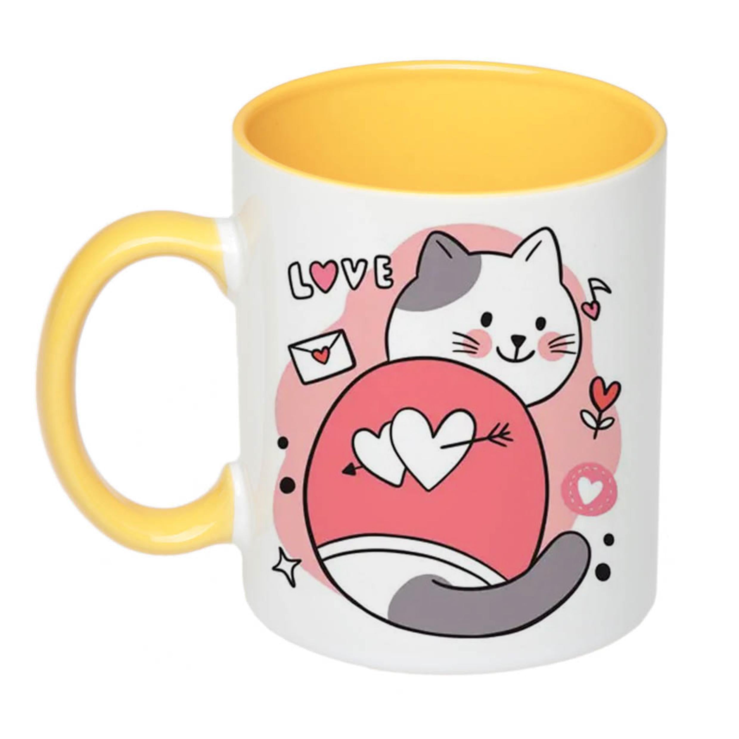 Чашка з принтом Happy love 330 мл Желтый (17491)
