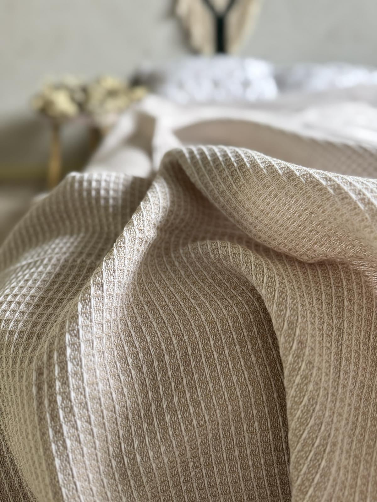 Простынь вафельная ZEINTEX хлопчатобумажная 200х220 см Бежевый (26416466) - фото 5