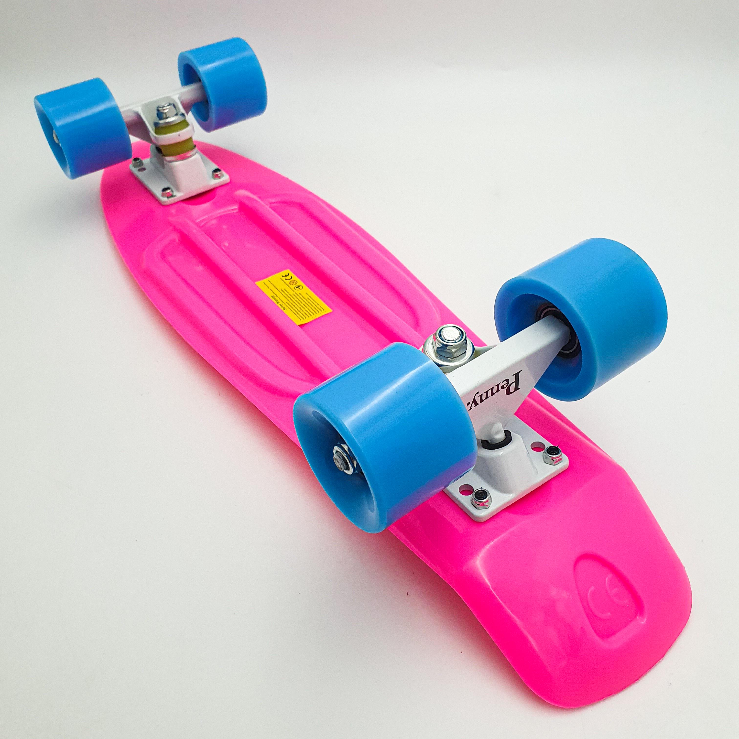 Пенни борд скейт 55х15см до 80кг ABEC 7 матовые колеса скейтборд Penny Board Pastel Series малиновый - фото 5