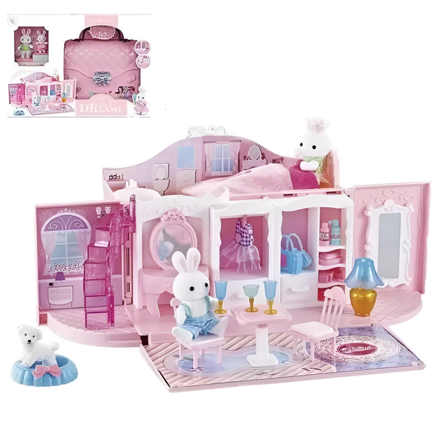 Домик с мебелью и фигурками детский кукольный набор