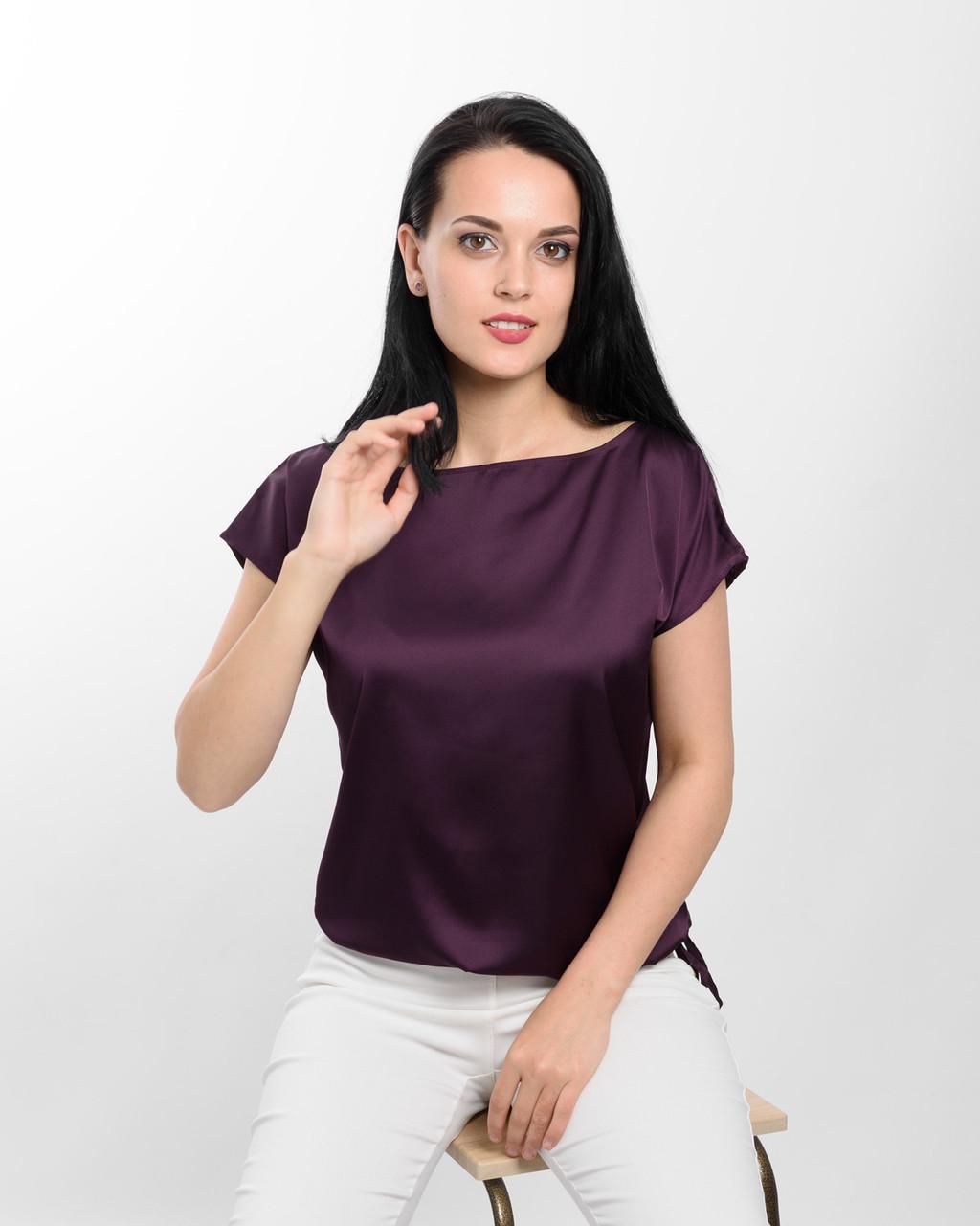 Блузка жіноча зі шнурком однотонний 107 S Dark Violet