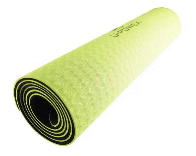 Килимок для йоги та фітнесу U-powex TPE Yoga mat 183х61х0,6 см Green/Black (UP_1000_TPE_Gr/Black) - фото 3