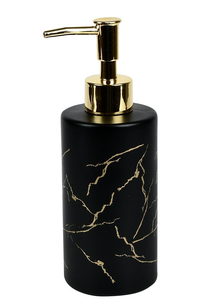 Дозатор настільний Stenson скляний для рідкого мила Black marble 320 мл (31820) Дозатор настільний Stenson скляний для рідкого мила Black marble 320 мл (31820)