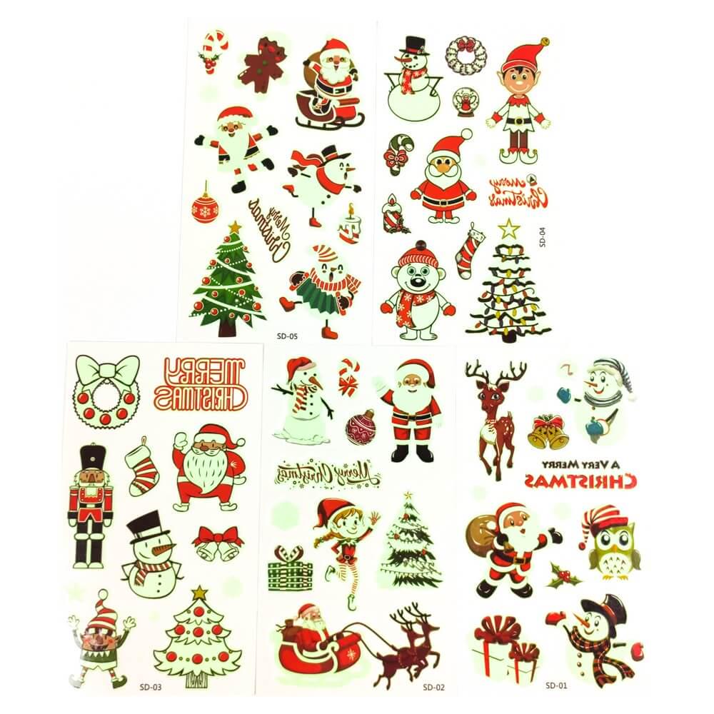 Детские временные тату Рождество №1 5 шт. 12х7 см (kids-tatto-set5-christmass-01)