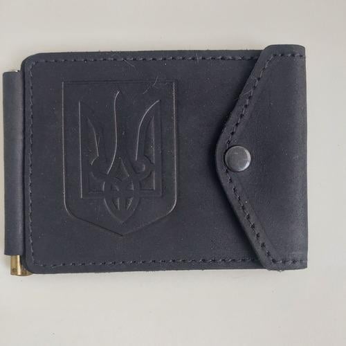 Зажим для денег Трезубец тиснения Черный (21483)