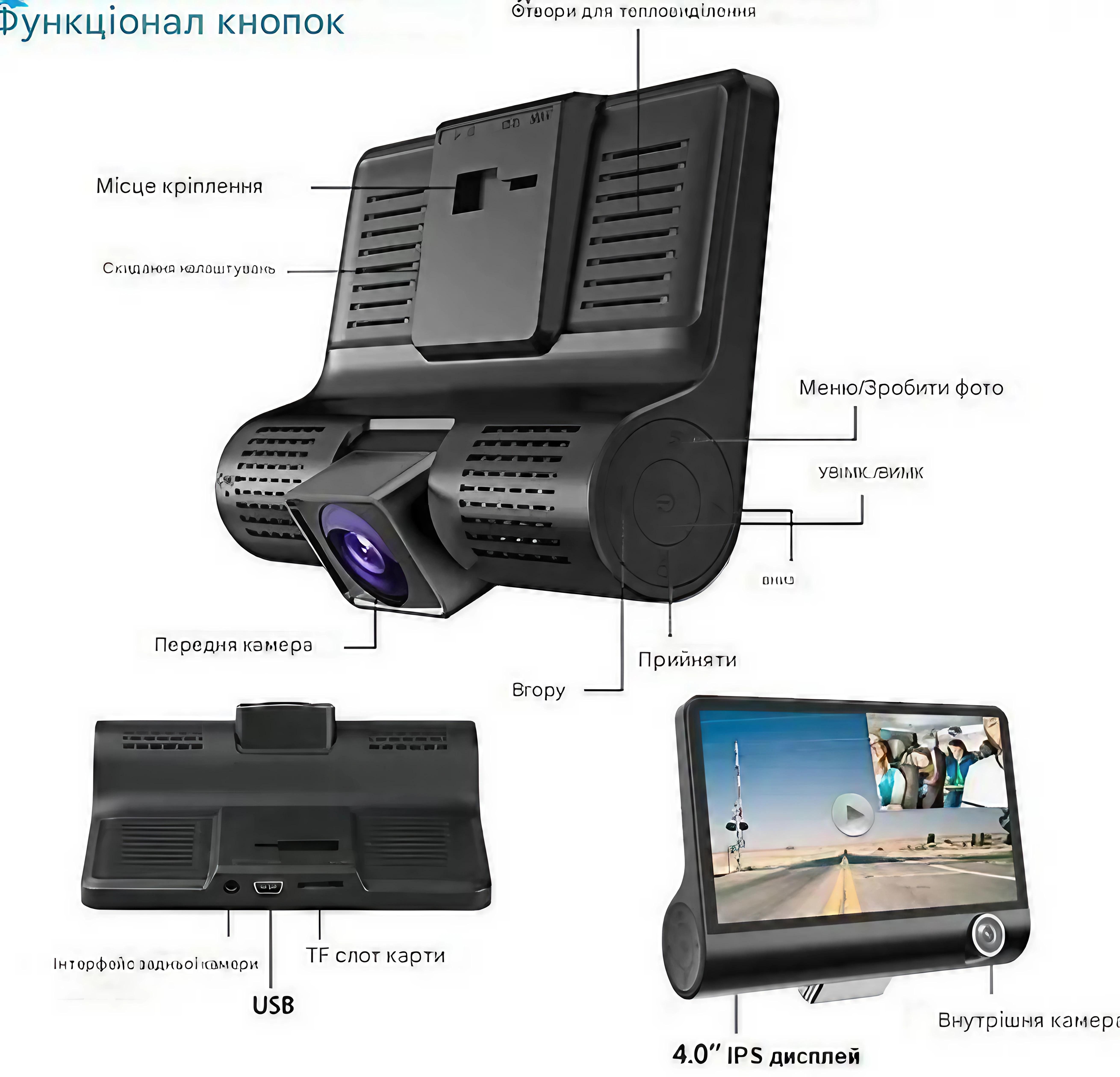 Видеорегистратор с 4" ЖК-экраном и разрешением 1080P FHD (AND-1425) - фото 4 Видеорегистратор с 4" ЖК-экраном и разрешением 1080P FHD (AND-1425) - фото 4