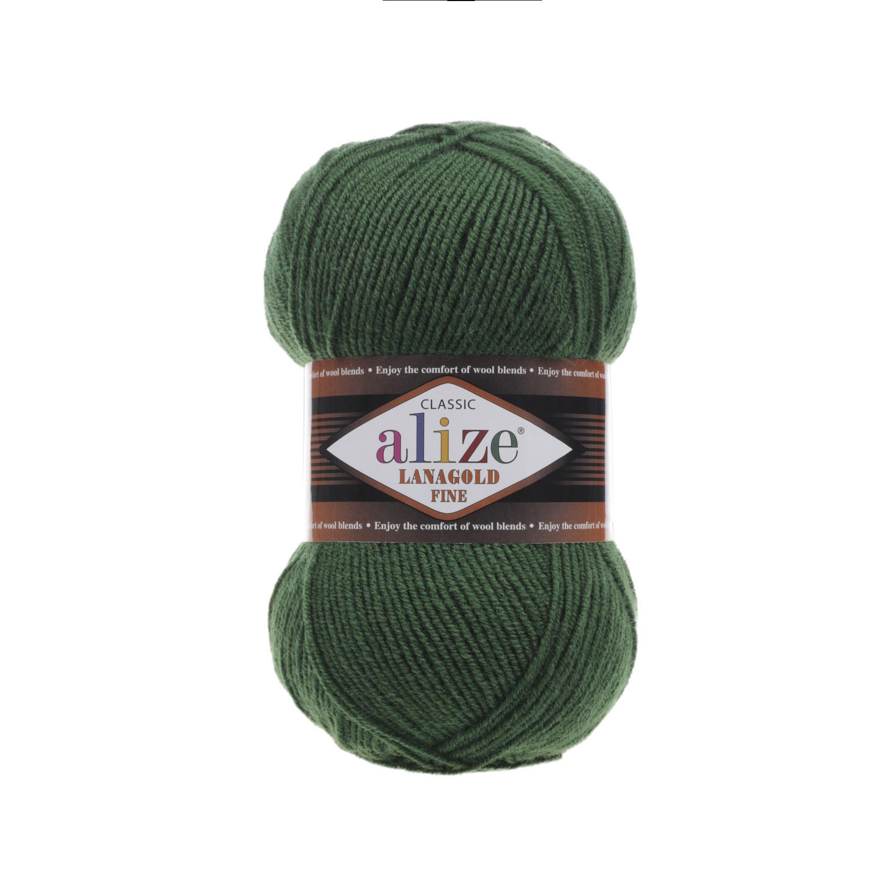 Пряжа Alize Lana Gold Fine 118 Темно-зеленый (5942)