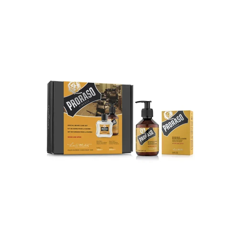 Набір для бороди Proraso Duo Pack Oil + Shampoo Wood & Spice шампунь для бороди та олія для догляду з деревно-пряним ароматом Набір для бороди Proraso Duo Pack Oil + Shampoo Wood & Spice шампунь для бороди та олія для догляду з деревно-пряним ароматом