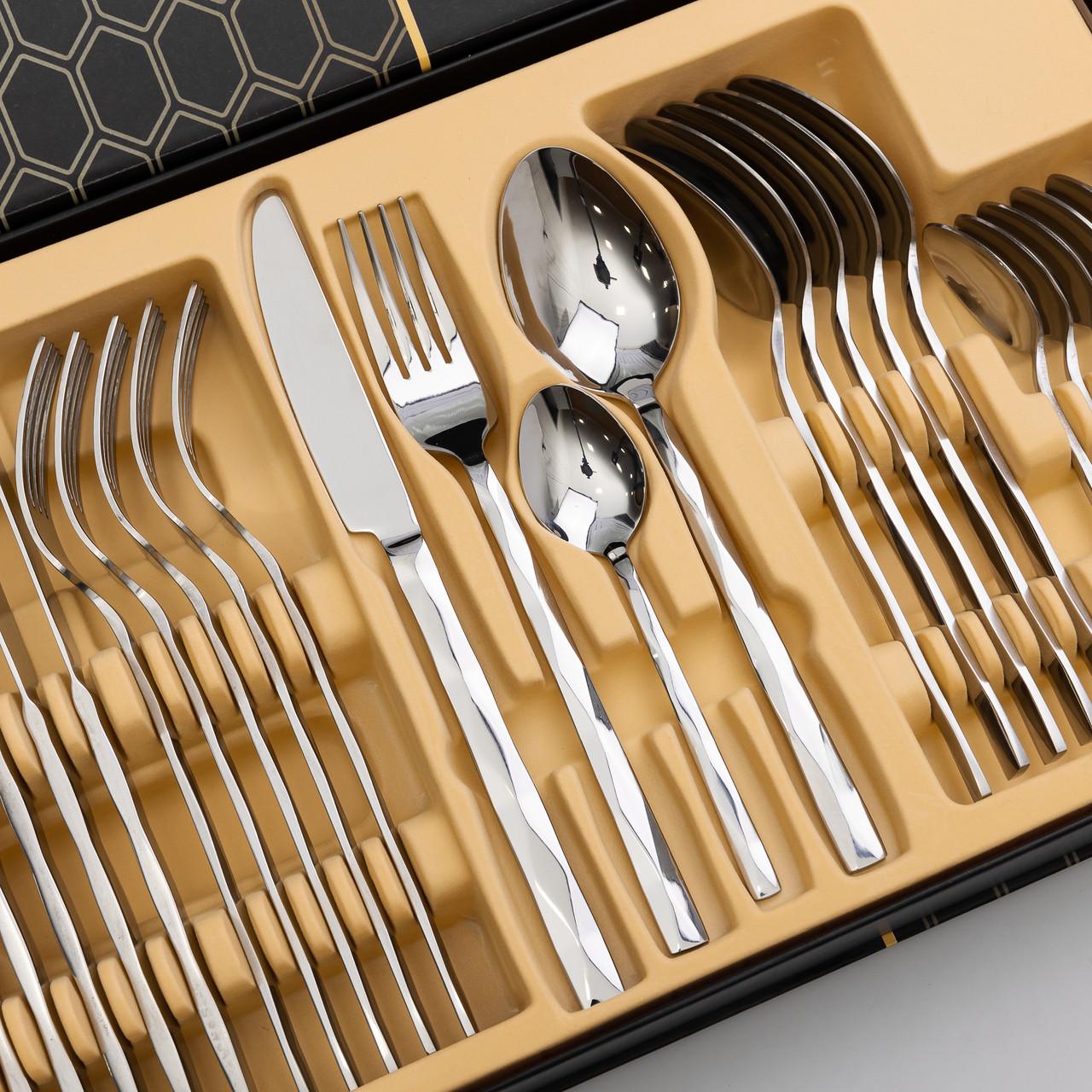 Набор столовых приборов на 6 персон 24 пр. Серебристый - фото 4 Набор столовых приборов на 6 персон 24 пр. Серебристый - фото 4