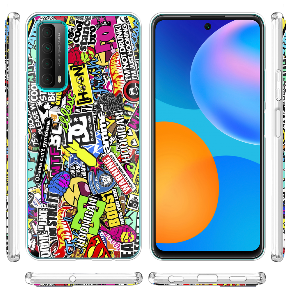 Чохол Boxface Huawei P Smart 2021 Multicolored Inscriptions Прозорий силікон (41133-up880-41133) - фото 3