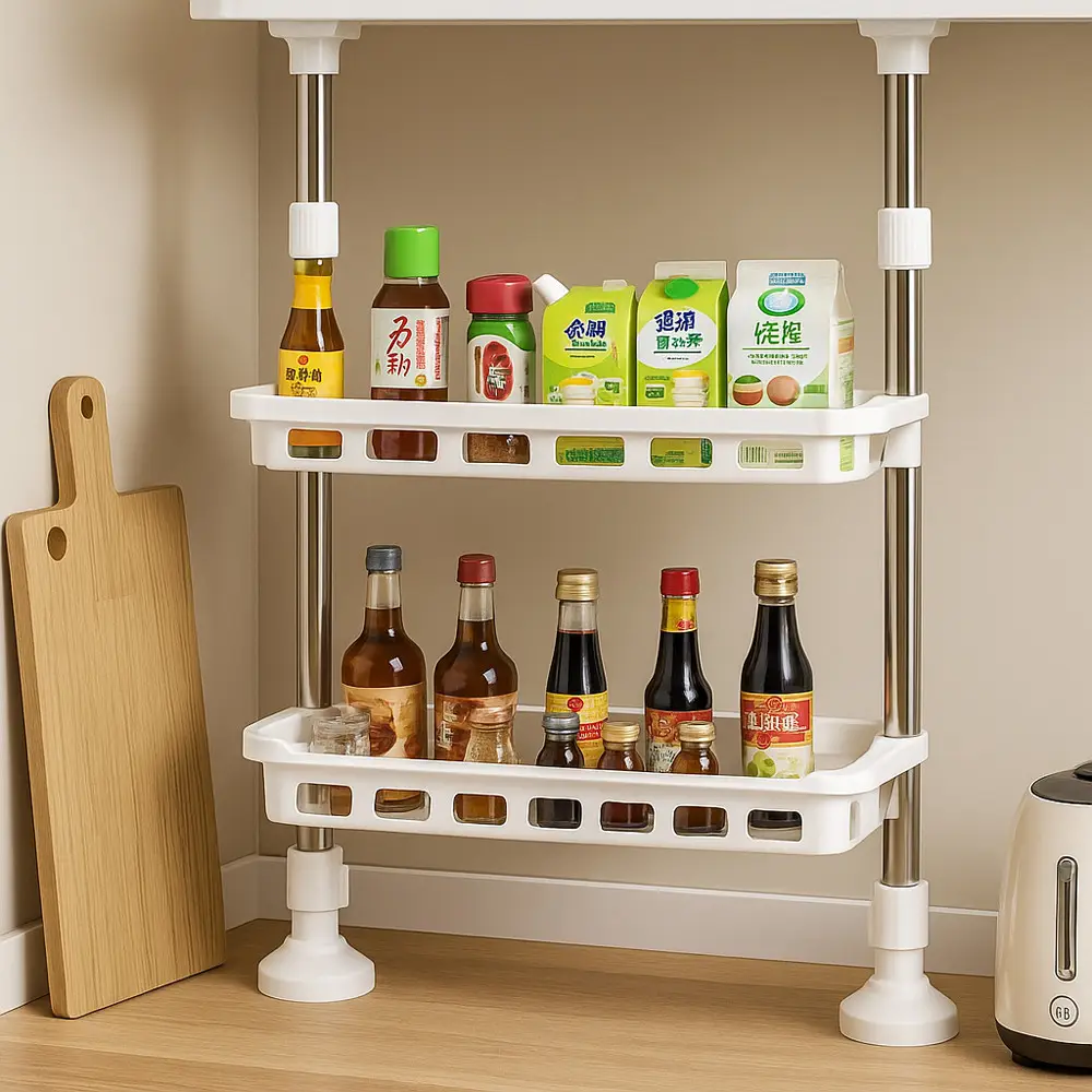 Полка-органайзер двухъярусная телескопическая (МКС-314)