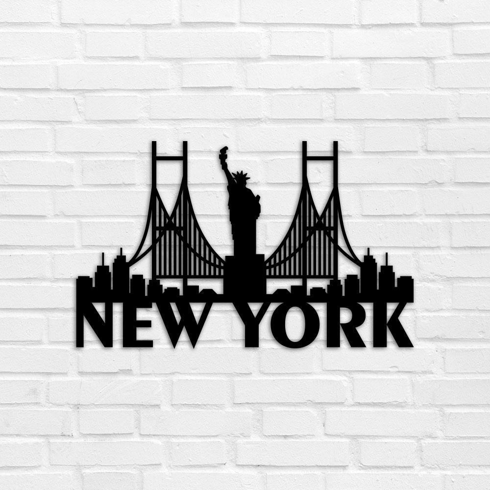 Настенное панно из дерева TWD New York 50х30 см Черный (ww-WALL60003М)