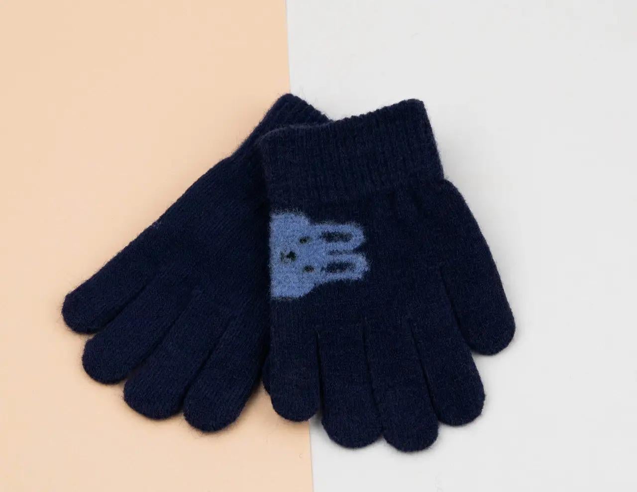 Детские перчатки трикотажные 4-7 лет Синий (24-8-003)
