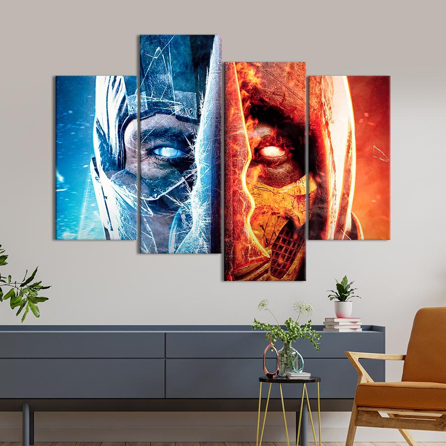 Настенний декор Mortal Kombat Знаменитые Скорпион и Саб-Зиро 129x90 см (A218-4)
