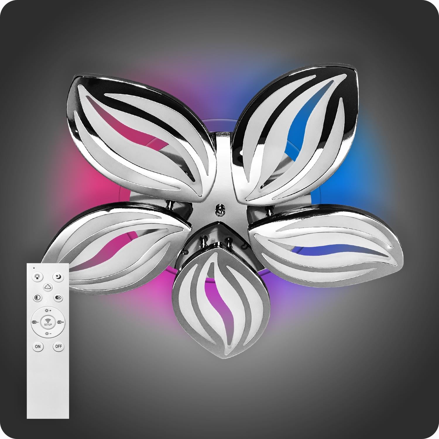 Люстра светодиодная 517 Light 3color с пультом 120 Вт Хром (01452)