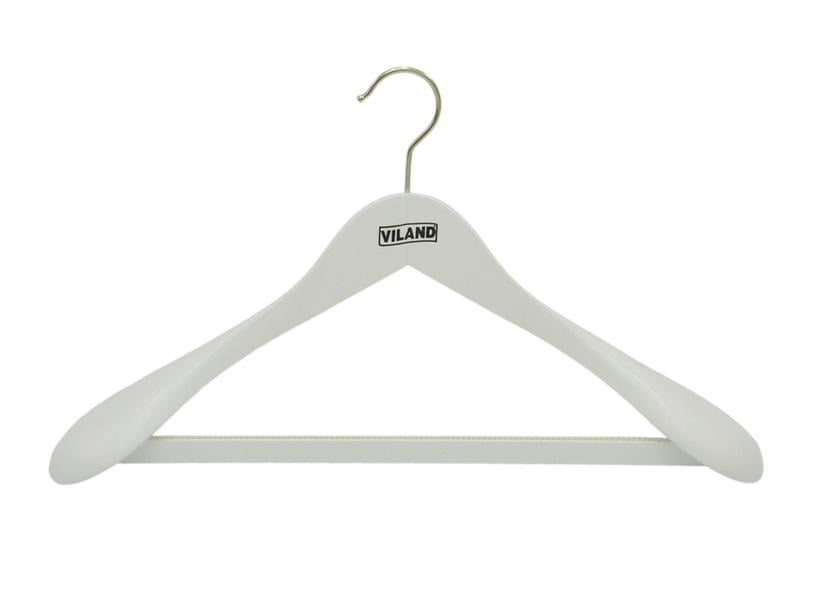 Вешалка для тяжелой одежды Viland с резиновой лентой 43х6,5 см Белый (FS24600/W)