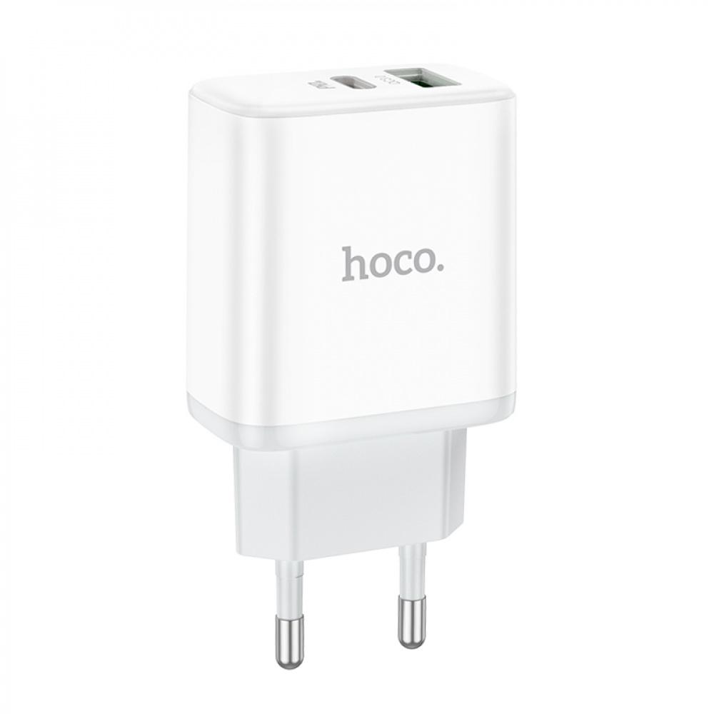 Зарядное устройство сетевое Hoco C105A Stage dual port 20W Type-C/USB White (38475) Зарядное устройство сетевое Hoco C105A Stage dual port 20W Type-C/USB White (38475)