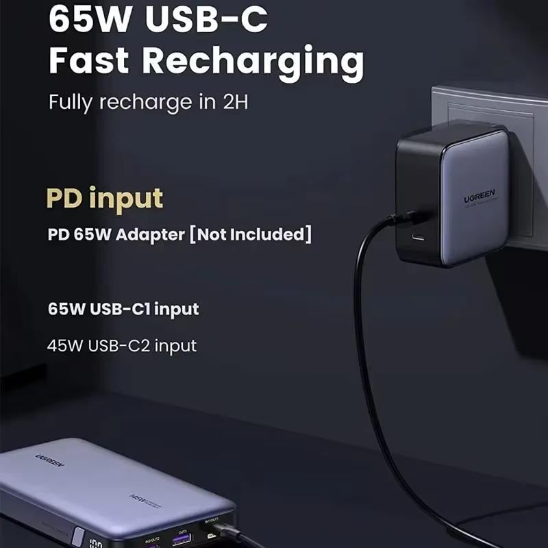 Аккумулятор внешний для ноутбука UGREEN PB205 25000 mAh 145W Two-way Fast Charging Power Bank Gray (90597A) - фото 2 Аккумулятор внешний для ноутбука UGREEN PB205 25000 mAh 145W Two-way Fast Charging Power Bank Gray (90597A) - фото 2