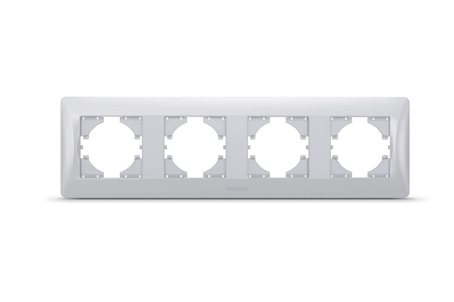 Рамка чотиримісна горизонтальна Videx Binera Срібний шовк (00000013033)