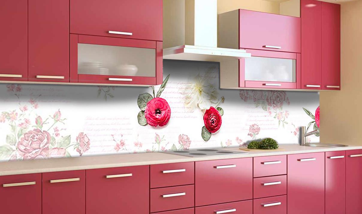 Кухонный фартук Красные розы из самоклеющейся виниловой пленки 60х250 см Розовый Кухонный фартук Красные розы из самоклеющейся виниловой пленки 60х250 см Розовый