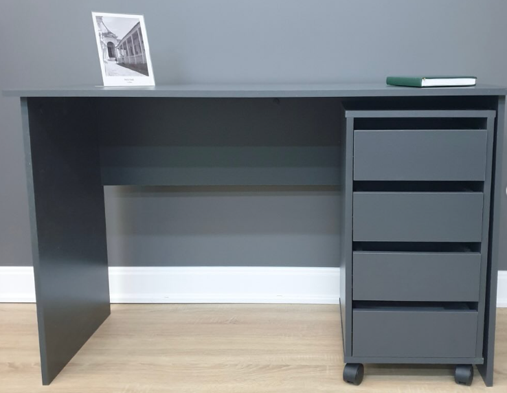 Стол письменный с тумбой на 4 ящика без ручек Dior 1200х530х750 мм Антрацит